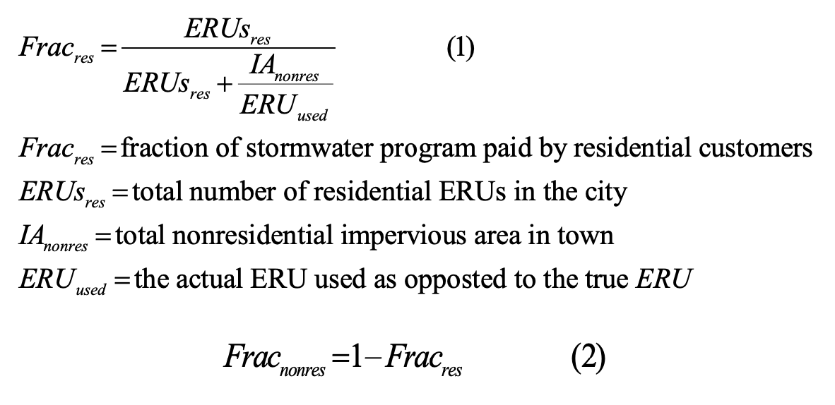 Math equation for ERU fee system payment